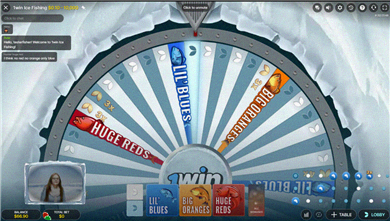 Ice Fishing Gameplay – Hauptspielansicht mit Geldrad